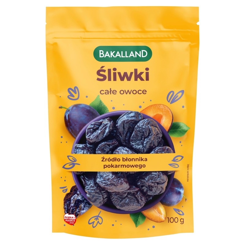 Bakalland ŚLIWKI CAŁE 100g SUSZONE OWOCE śliwka KRÓTKA DATA